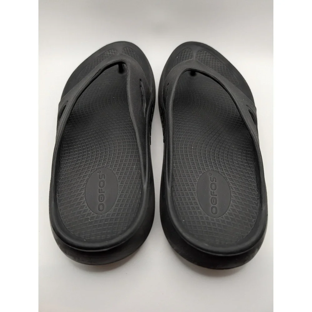 OOFOS OOriginal Thong Sandal Black Mens 10 Womens 12 Recovery Flip Flops EU 43